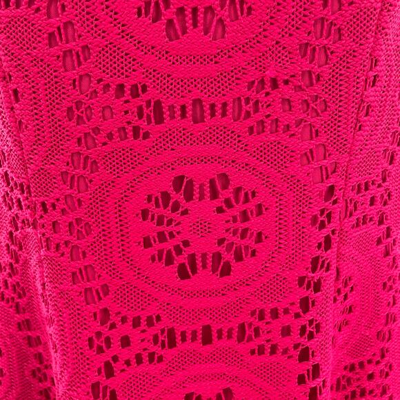 Adrianna Papell Bright Pink Lace Overlay Sleeveless Career Party Sheath Dress 8 - Picture 4 of 9